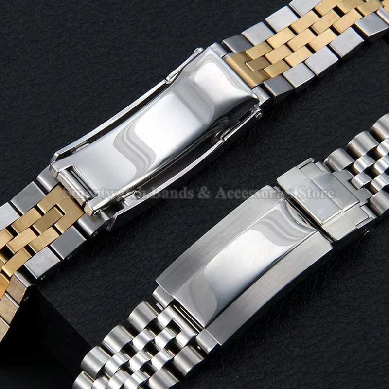20mm Stainless Steel Watch Strap for Rolex Daytona Diving Bracelet for Jubilee Curved End Metal Wrist Band Solid Folding Buckle