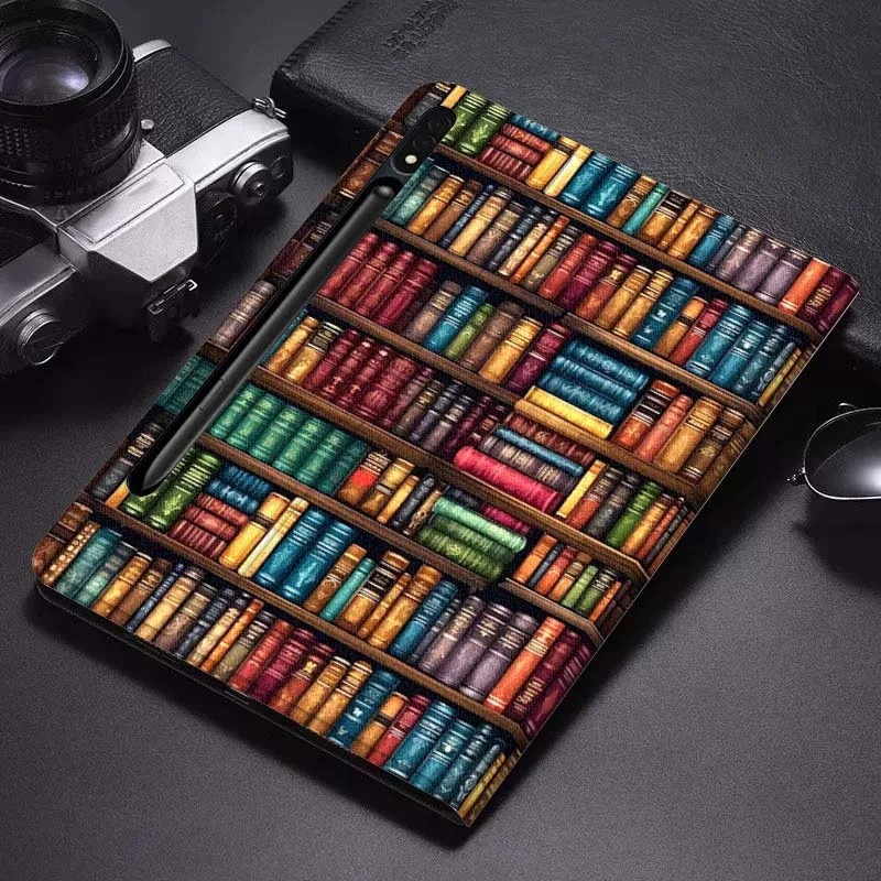 

Creative retro bookshelf Tablet Case For Samsung Galaxy Tab S7 S8 S9 S10 FE Plus Lite 11 12.4 13.1 Inch
