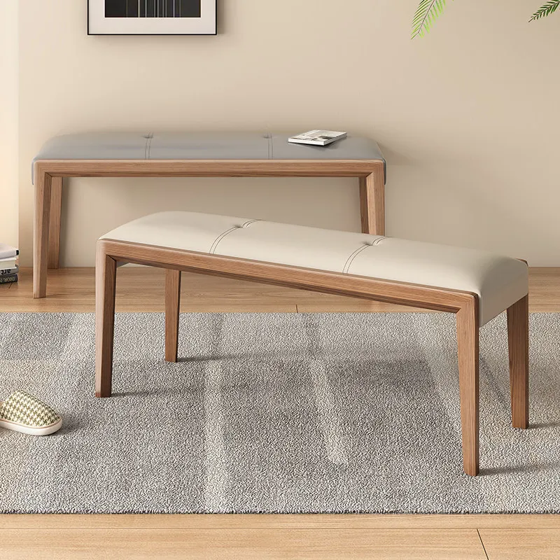 Nordic solid wood bench household dining chair with seat cushion card seat ash wood log bed tail shoe changing stool dining