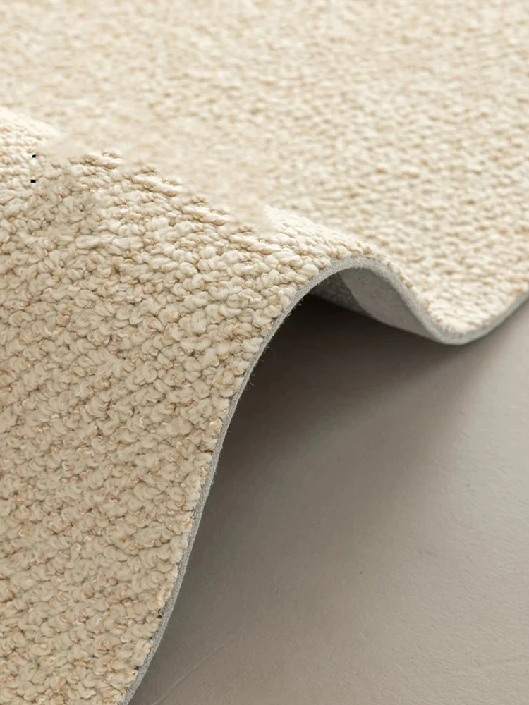 Japanese Style Solid Color Wool Living Room Carpet Thick Sofa Coffee Table Mat Simple Beige Color Cream Style Rug Carpet Bedroom