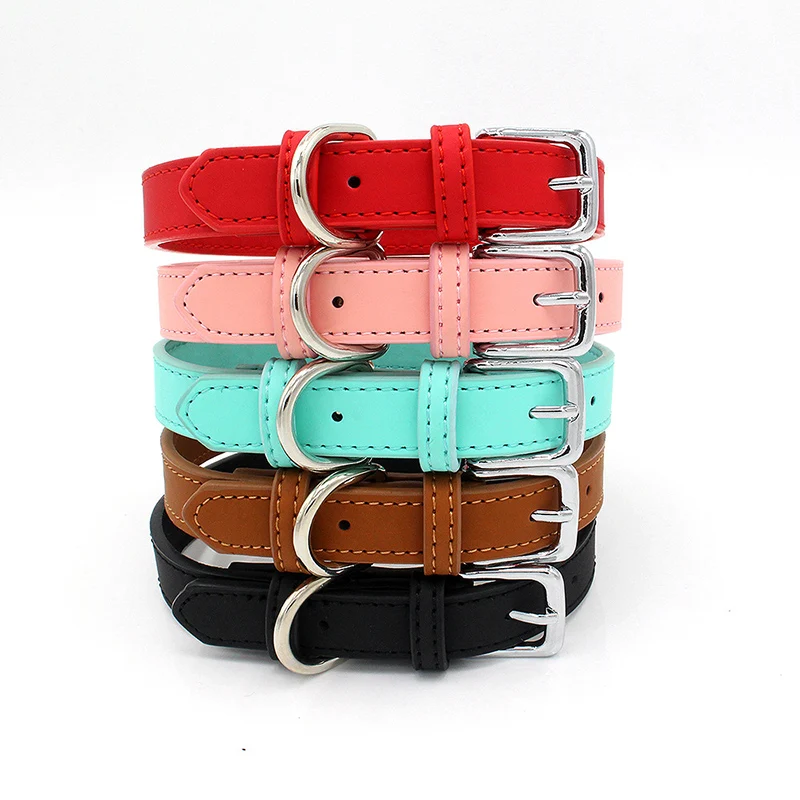 Luxury Leathes Dog Collars Leather Personalized Pet Dog Collar Leash Lead For Small Medium Dogs