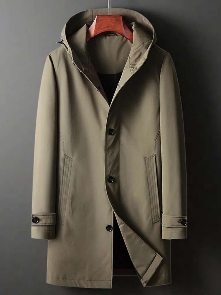 

Мужская повседневная ветровка с капюшоном 2025: Новинка осенне-зимнего сезона, высококачественная городская куртка из полиэстера для делового и повседневного стиля