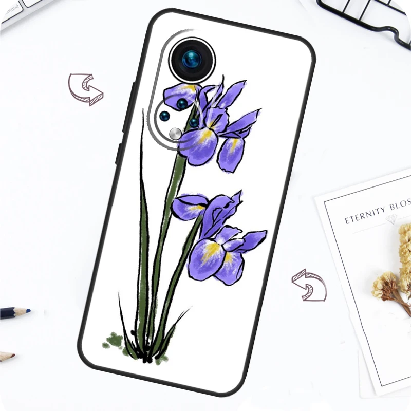 Iris Purple Flower Watercolor Case For Honor Magic 7 5 6 Pro Honor 200 Pro X9b X9a X8b X8a X8 X9 X9c 50 70 90 Lite Cover