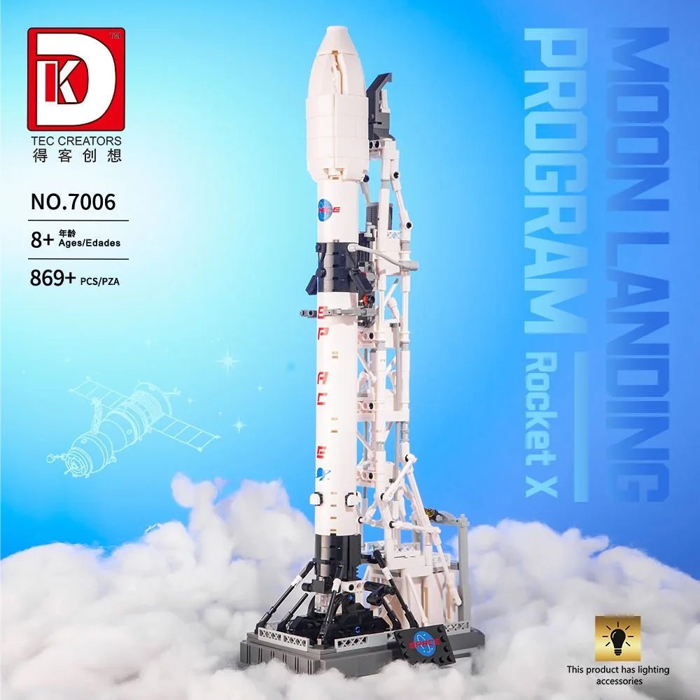 Idea Space Exploration Building Block Moon Landing Program Bricks Rocket Launch Pad Educational Toys For Kids Gifts With Light