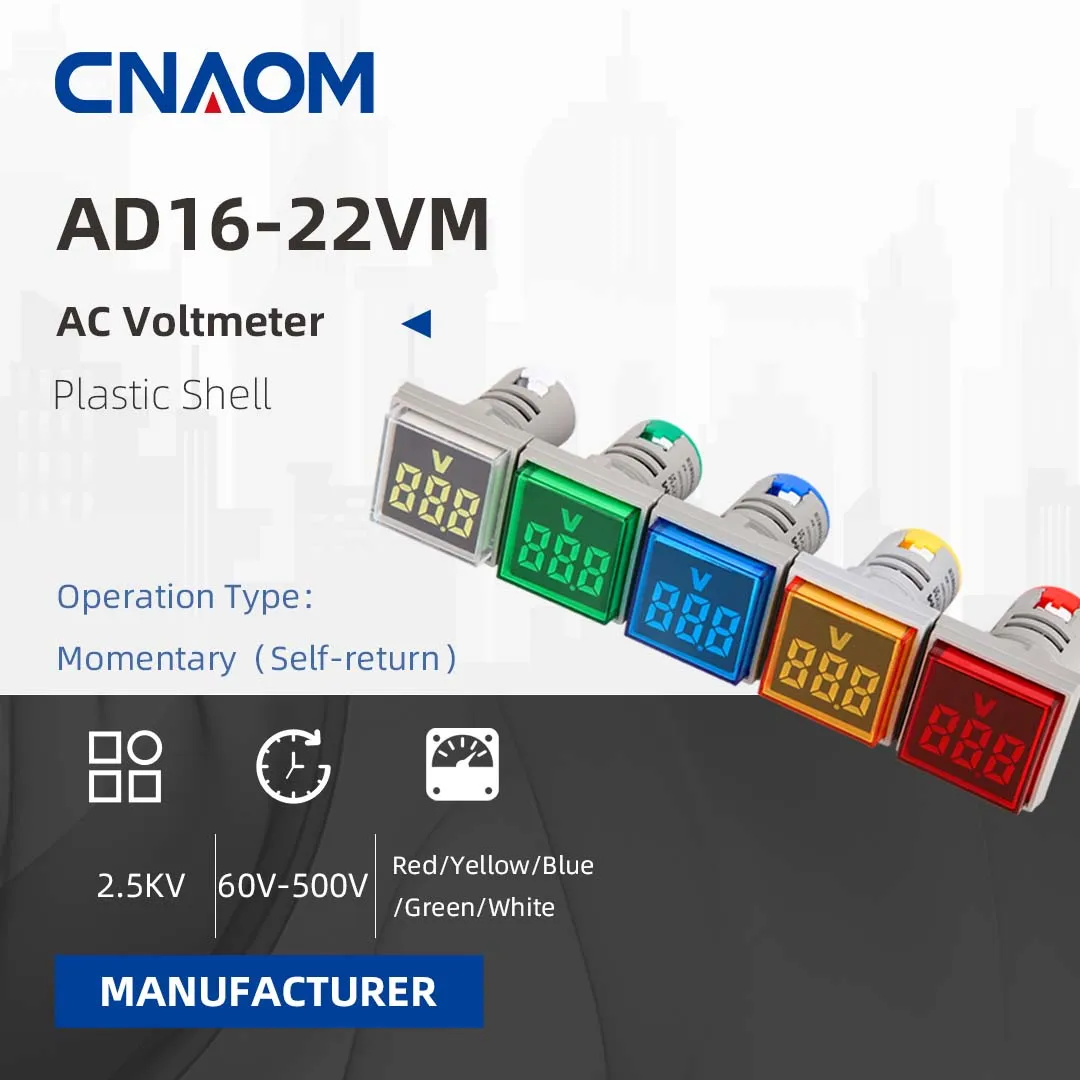 

CNAOM 22mm LED AC Digital Display Voltmeter Square Panel Volt Voltage Meter Gauge Indicator Signal Lamp Boat Warning Lights