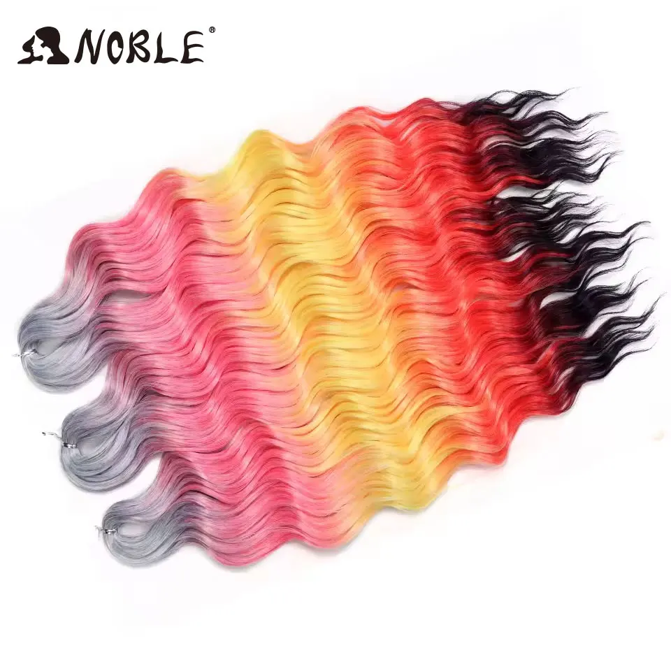 Edle 24 Zoll Synthetische Haarverlängerungen mit Wasserwellenmuster, Ombre-Regenbogenfarben, Tiefe Wellenlocken, Twist-Crochet-Haarverlängerung – Detail 32