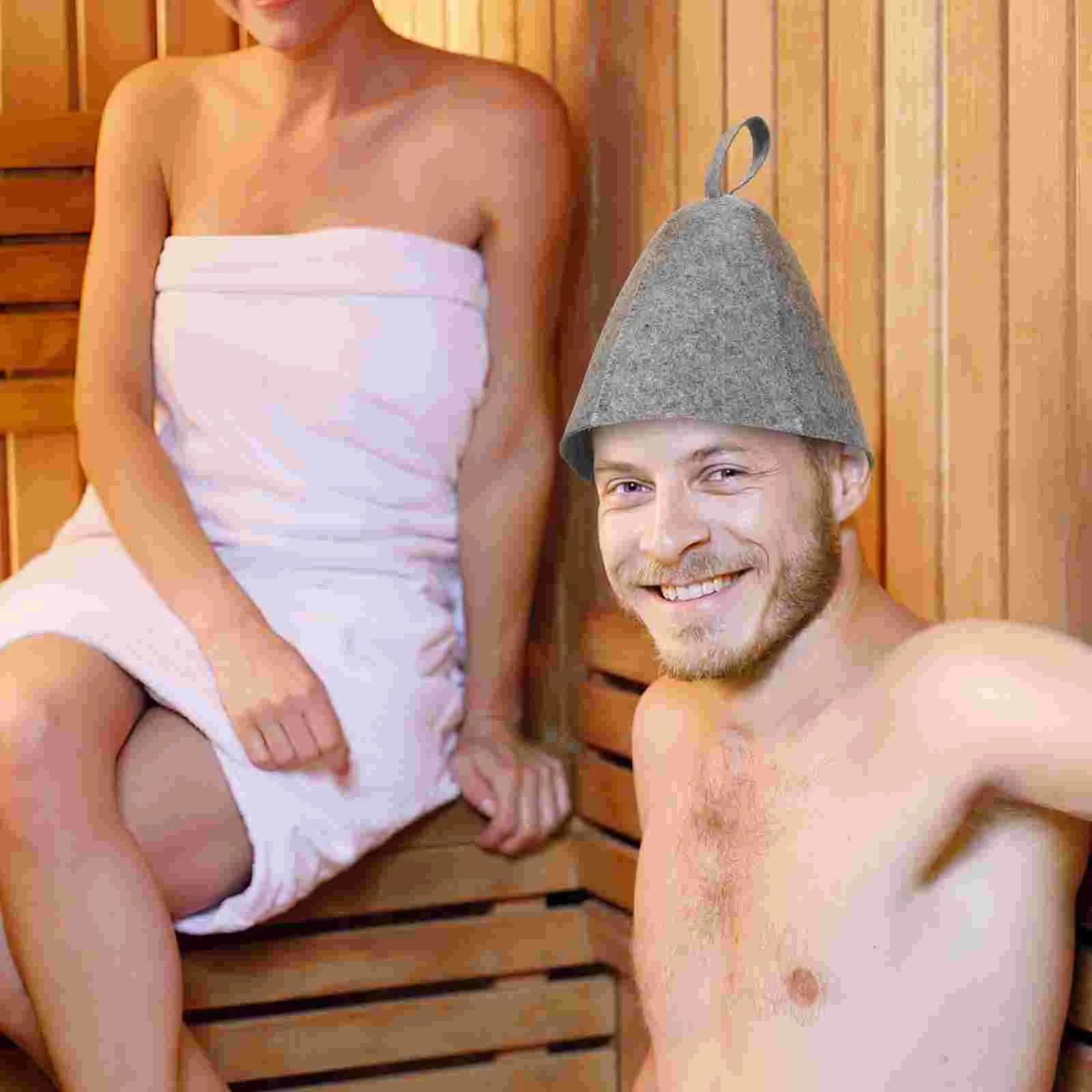 Gorro de Sauna de fieltro para hombre, gorros de ducha para hombre, anticalor, accesorios de baño gruesos, 2 uds.