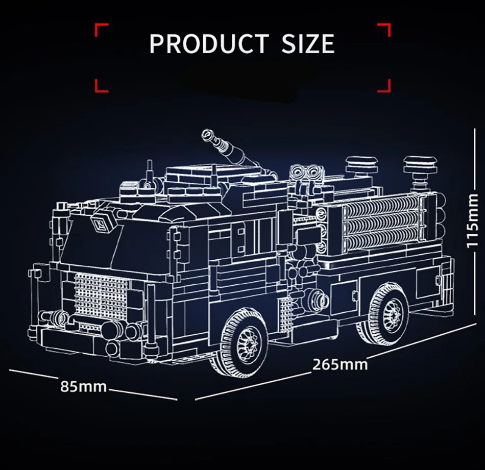 Technical American-style Urban Fire Truck Model Building Blocks MOC City Classic Fire Engine Bricks Toys Gifts For Adult