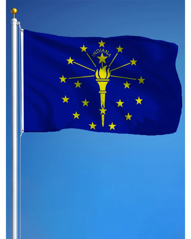 Bandeira do estado de Indiana 3x5 ao ar livre Indiana Hoosier IN State Bandeiras com cabeçalho de lona durável e 2 ilhós de latão cores vivas