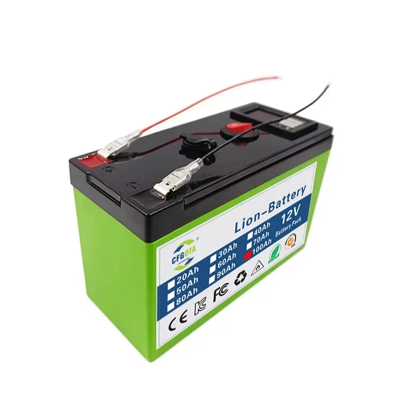 12V Battery 100Ah 18650 lithium battery pack Rechargeable battery for solar energy electric vehicle battery+12.6v3A charger