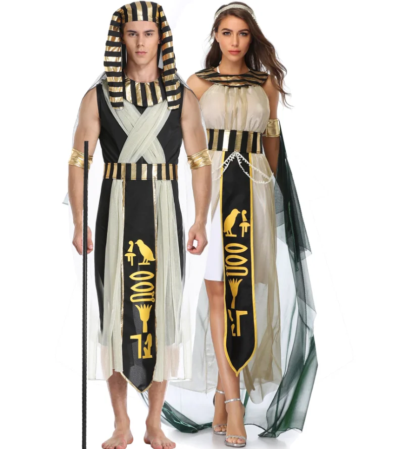 Halloween Costume for Adult Pharaoh Queen Egyptian Cleopatra Costume Women Men Ancient Egypt Fancy Dress Cosplay