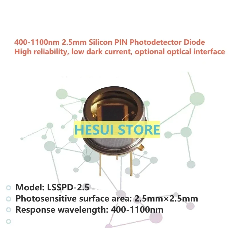 5 PCS LSSPD-2.5 400-1100nm 2.5mm Silicon PIN Photodetector Diode High Responsivity Low Dark Current