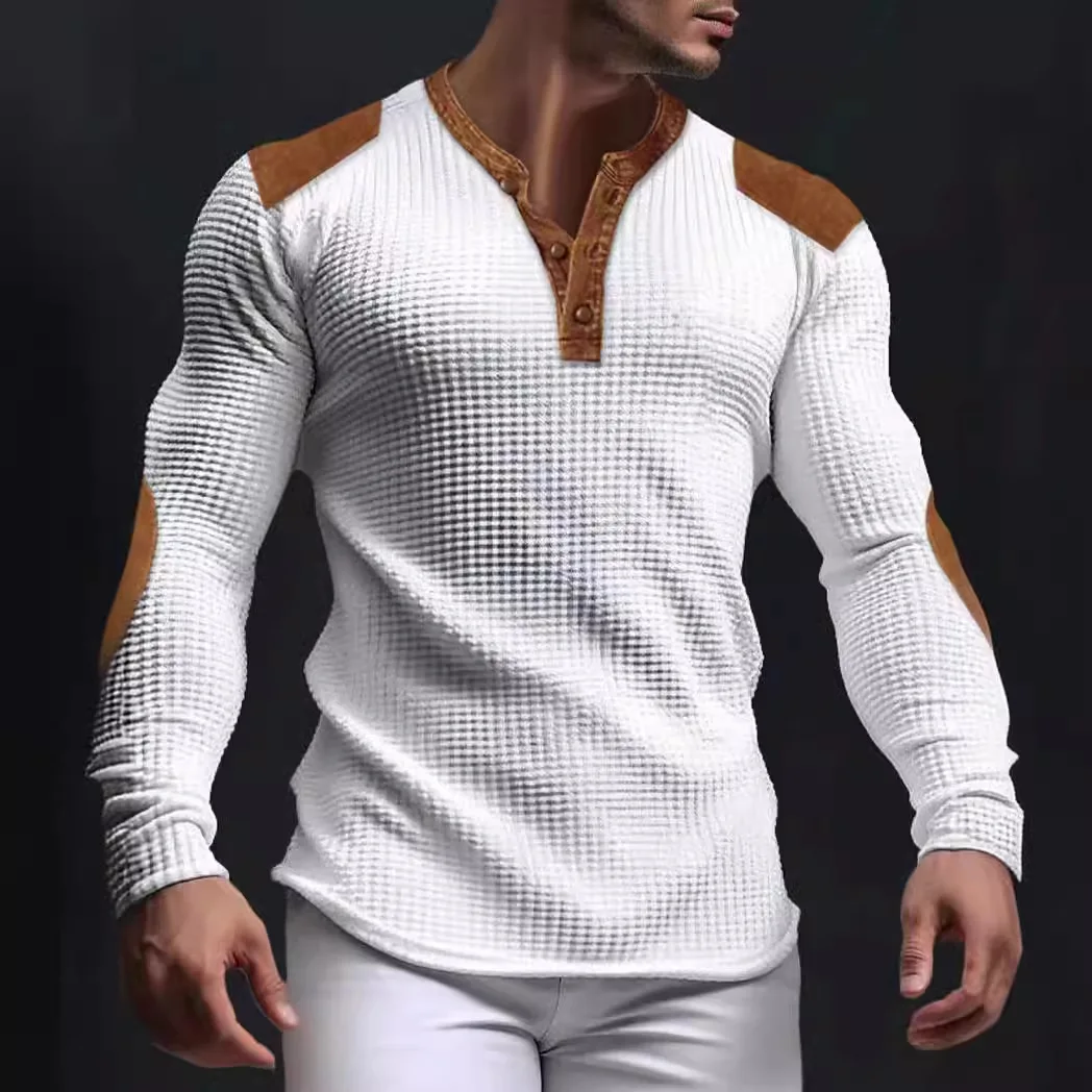 Men's Casual Hoodie 3D Breathable Men's Casual Sweater Autumn V-neckTop Popular Buckle
