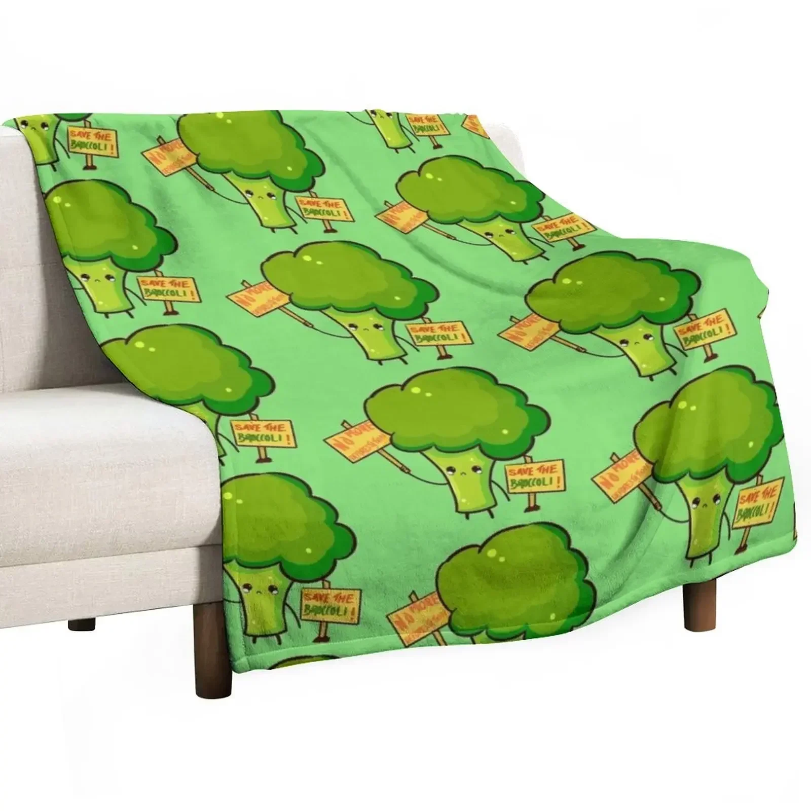 The Green Broccoli Throw Blanket for babies Flannel Fabric Blankets