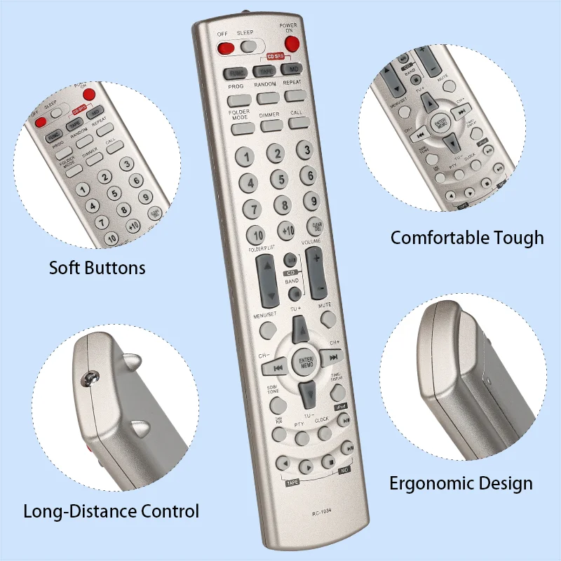 RC-1034 Remote Control For Denon CD Receiver FD-S03CP CFD-E100 CFD-E90 CFD-E95 DCD-F102 DRA-F102 RCD-M33 RCD-M35DAB Replacement