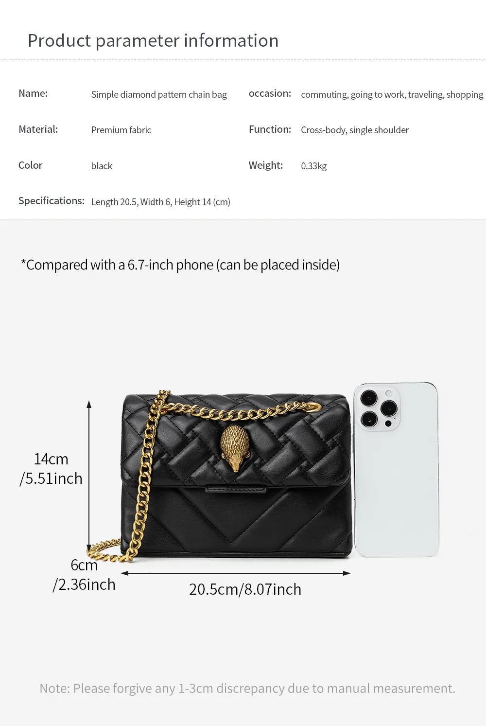 2026 neue modische Ketten-Igel-Umhängetasche für Damen, kleine Tasche, Umschlagtasche, Schultertasche, Crossbody-Tasche – Detail 10