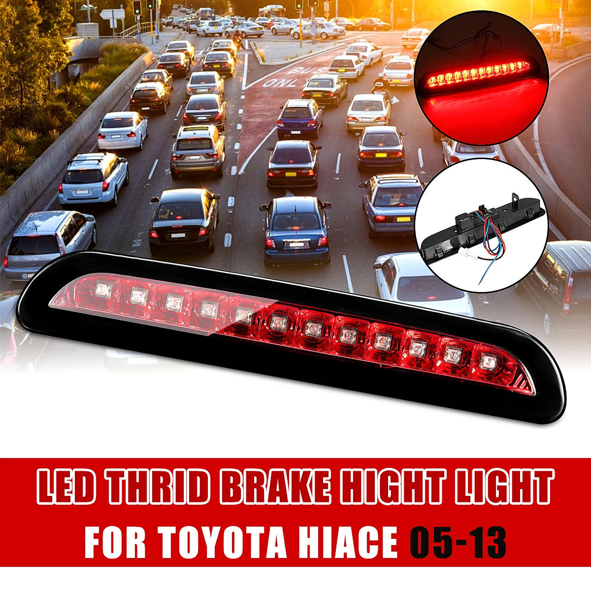 

1 шт., стоп-сигнал высокого уровня, задний фонарь, третий высокий светильник для Toyota Hiace 2005 2006 2007 2008 2009 2010 2011 2012 2013