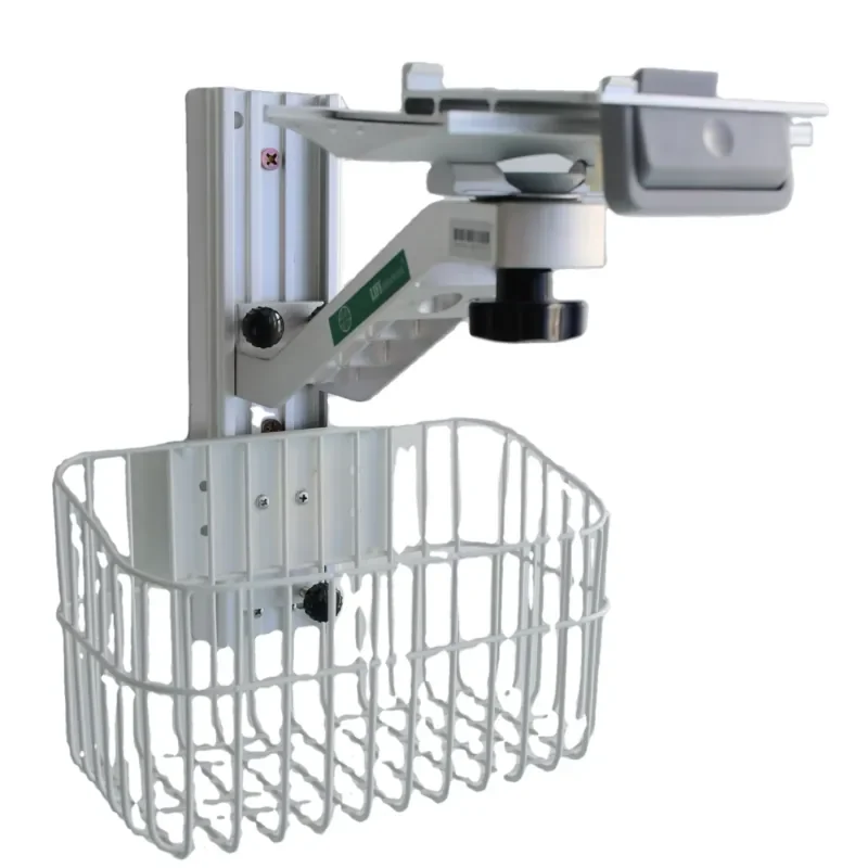 Aluminum Alloy S Shape Arm Wall Mount, Device Stand with Storage Basket, Wall Mount for Min*dray IMEC