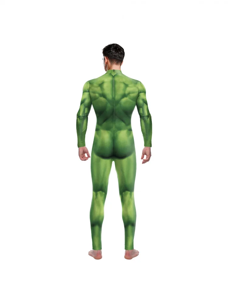een-Disfraz de Halloween con estampado Digital, traje de Cosplay, mono musculoso de rendimiento, traje de actuación humana de una pieza ajustado