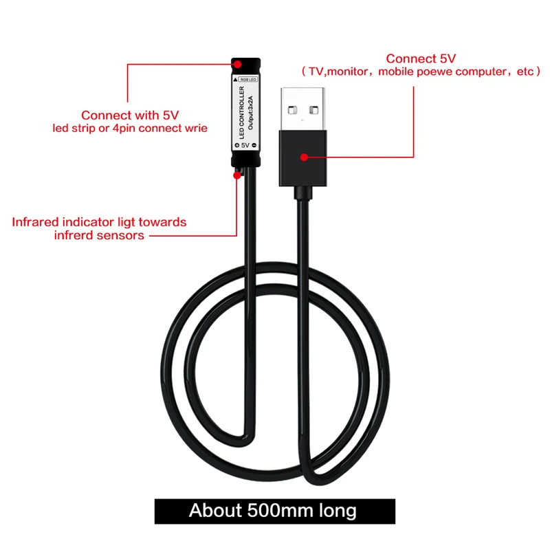 RGB Controller 5V USB LED Strip Controller Wireless Remote Control Strip Light 3 24 44 Keys Dimmer For 5050 2835 LED Lamp Tape