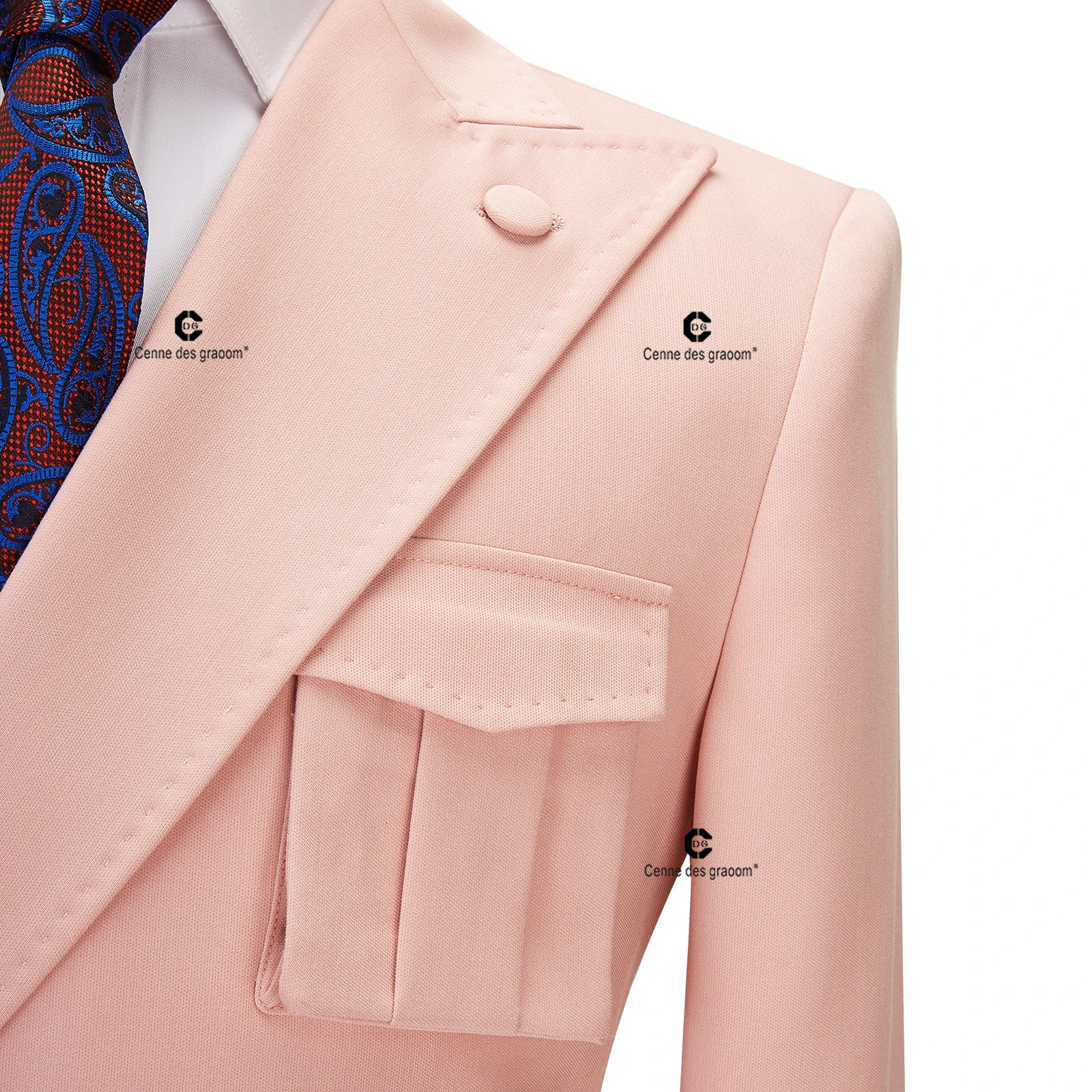 Cenne Des Graoom 2023 New Coat Design Right Side Button Men Suits Pink Jacket Pants 2 Pcs Set Dinner Wedding Dress Party Groom