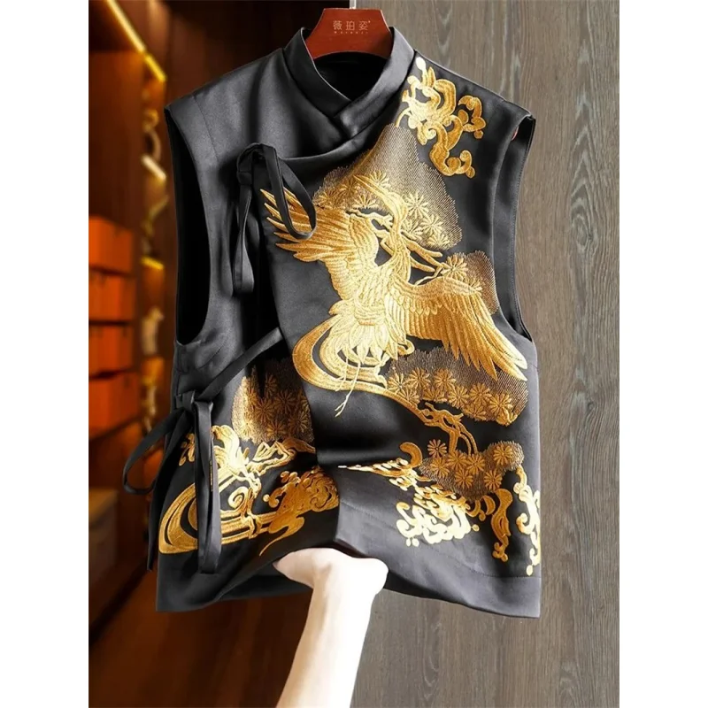 

Women's Jackets Women Vest Chinese Embroidery Chinese Vest vest Female Design Sense Fashion Vest National Style Buckle Female