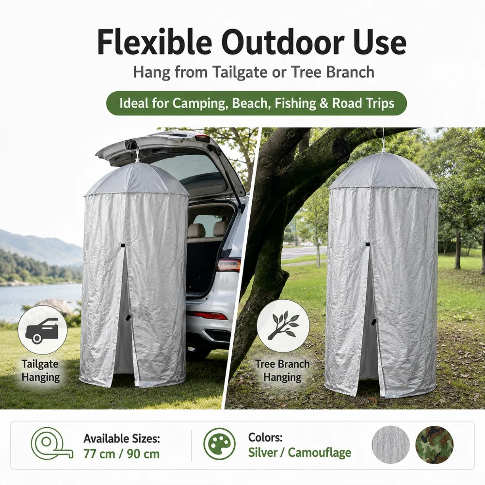 1 Unidad de Refugio Portátil de Emergencia Colgante para Privacidad, Tienda de Ducha y Cambio de Ropa para Camping, Puerta Trasera de Coche, Inodoro Exterior 77/90cm