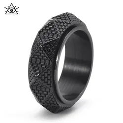 Punk Style Retro Egyptian Titanium Steel Pyramid Stainless Steel Rotatable Ring Men's Rings