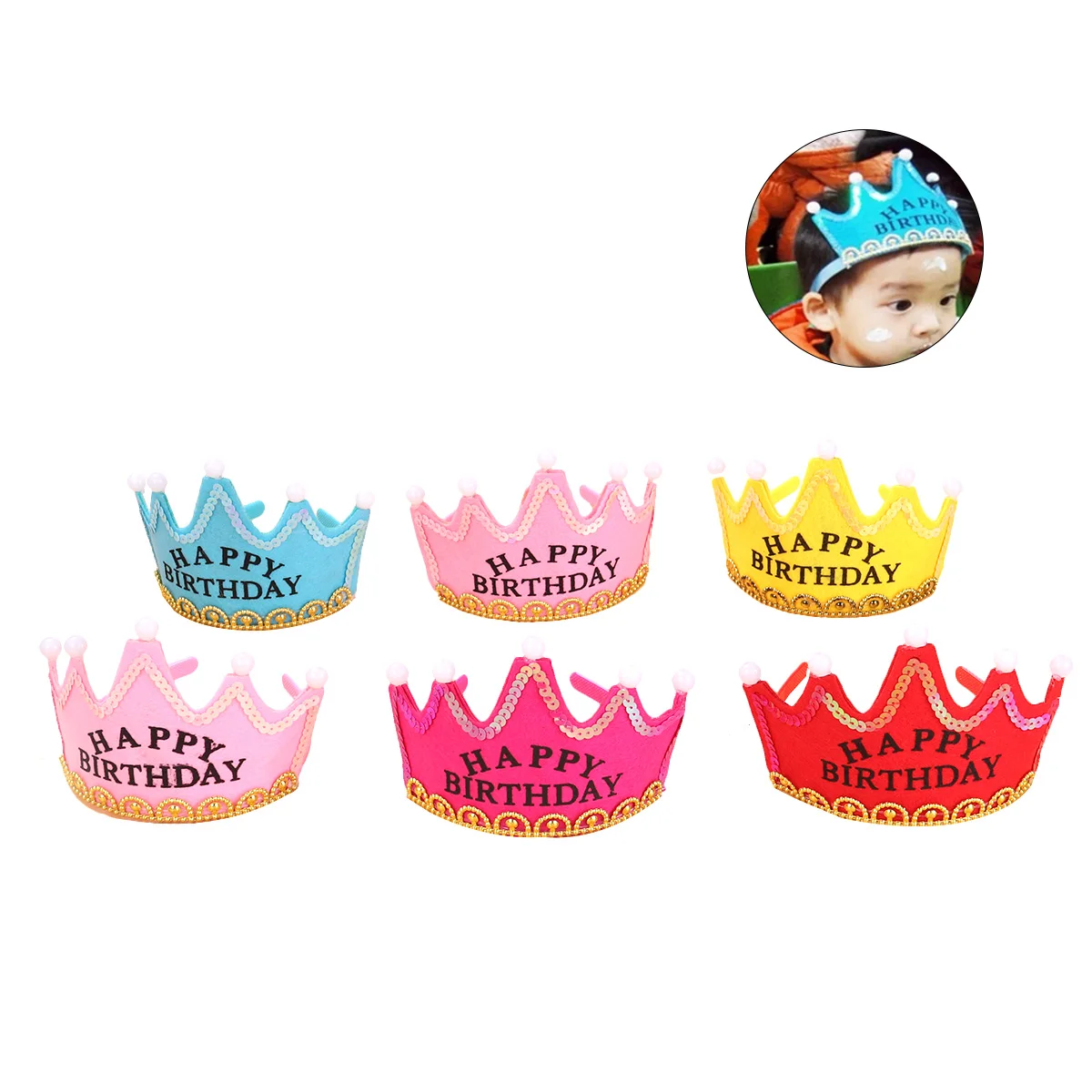 

6PCS Lovely Crown Party Tiara Flashing LED Crown Hairband Hair Headband Birthday Party Supplies (Random Color)