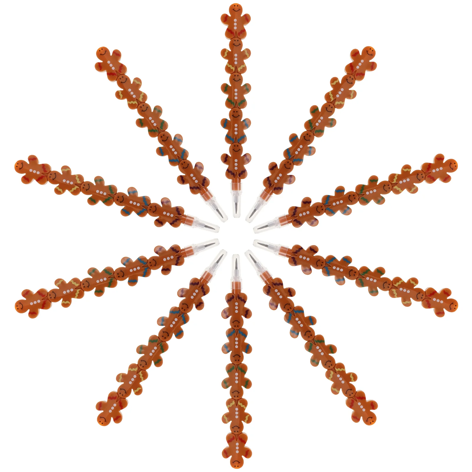 10 Pcs Christmas Pencils Bulk Gingerbread Man Nativity Ornaments Automatic Decorations Cookie Brown Tree