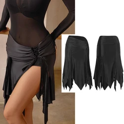 Gonna da ballo latino Sexy donna doppie nappe abiti da allenamento latino per adulti gonna con frange Cha Cha Samba Rumba Costume da ballo DNV15005