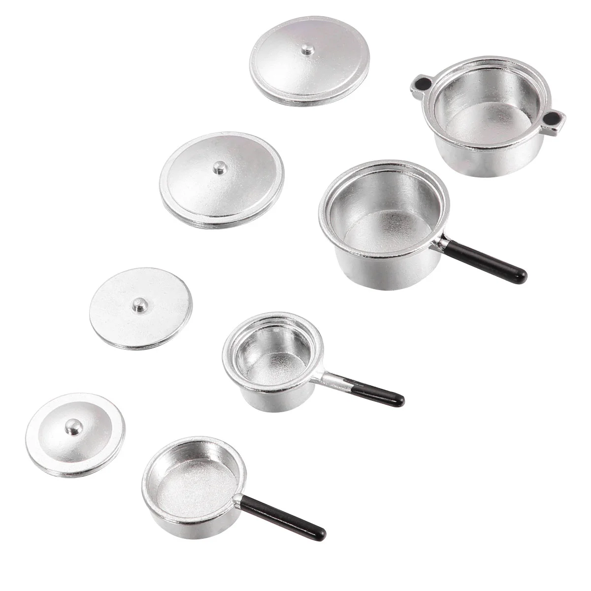 Giocattolo per bambini Mini utensili da cucina in metallo Pentola educativa Utensile da cucina Argento Finta