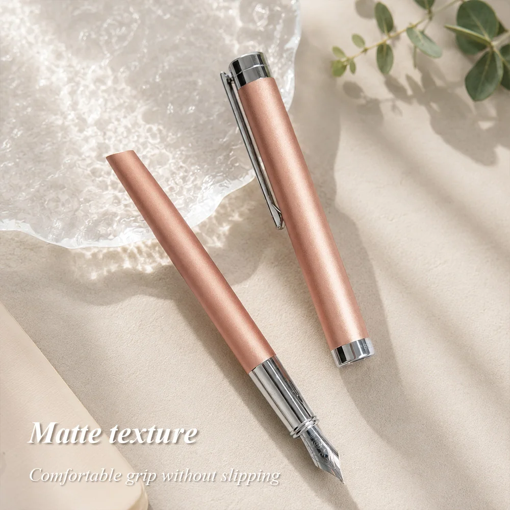 HERO 8203 Fountain Pen, 0.5mm Stainless Steel Irridium Nib, 4 Colors, Gift Box, Swivel Ink Converter, Slip-Resistant for Writing