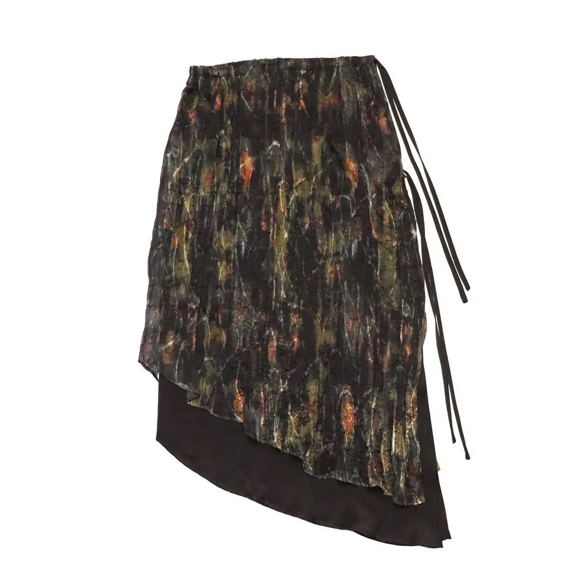 UMI MAO المتخصصة تصميم الفني طباعة طبقة مزدوجة ميدي تنورة تنوعا منتصف طول الطبقات تنورة المئزر فام