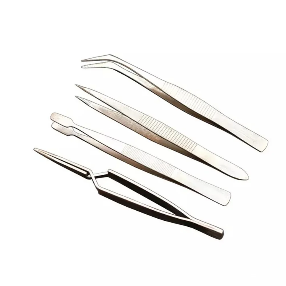 Conjunto de pinças de aço premium, 4 unidades, kit pontiagudo multifuncional para reparo de máquinas, faça você mesmo, manicure, joias, suporte de uso profissional