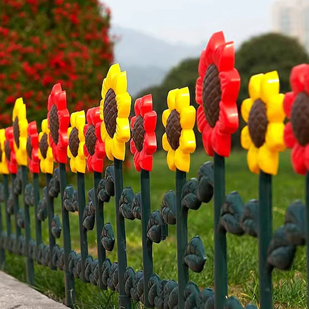 

Sunflower Fence Plastic Garden Edging Decorative Yard Border Outdoor Flowerbed Fencing Patio Edge Reusable Easy Install DIY