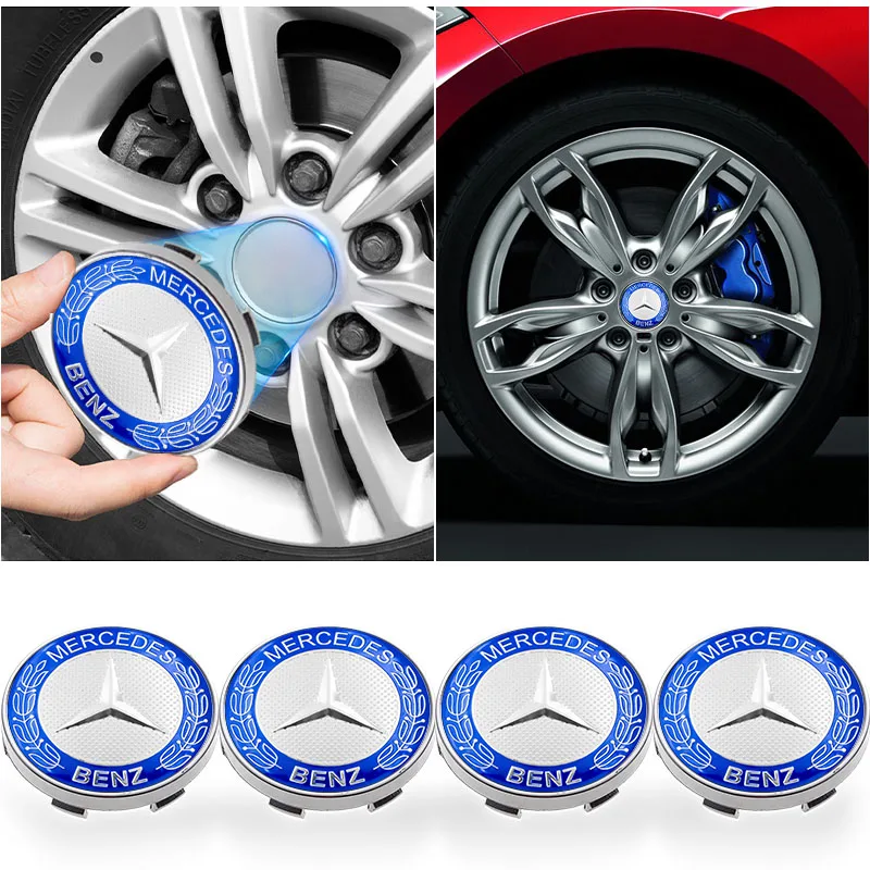 4Pcs Car Wheel Center Hub Cap Emblem Decal Wheel Sticker Car Styling For Mercedes Benz B/C/E/S Class A Class C200L GLC GLK