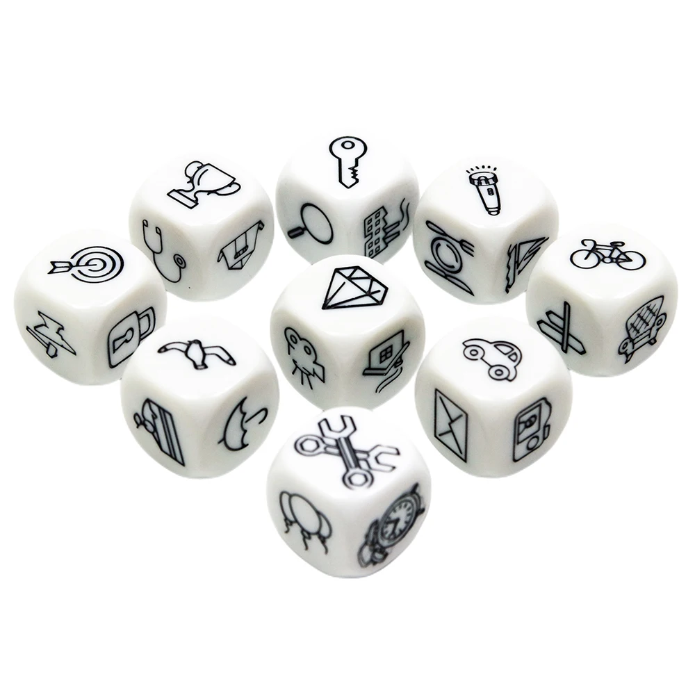 9pcs Dice Telling Story Toys Imagine Story Toys Dice with Bag for Game Party Game Educational Toys for Children Gifts