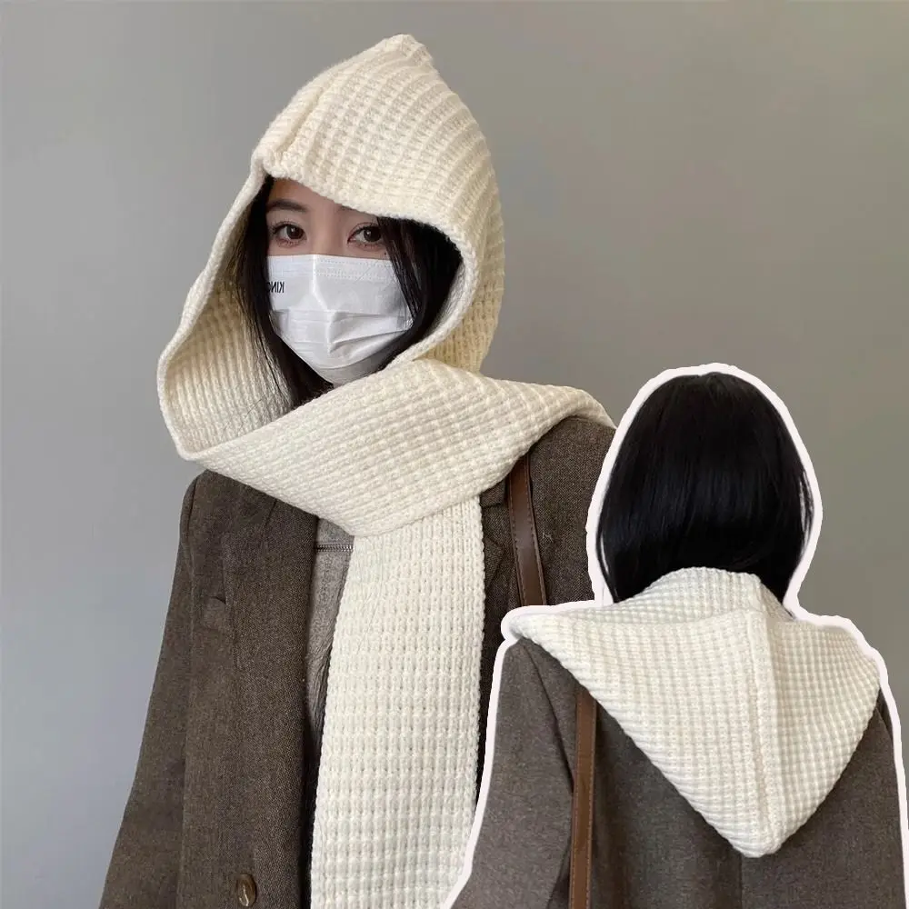

High Quality Knitted Women Balaclava Cap Ear Protector Neck Cover Winter Scarf Hat Thicken Knitted Beanies Hats Winter Warm
