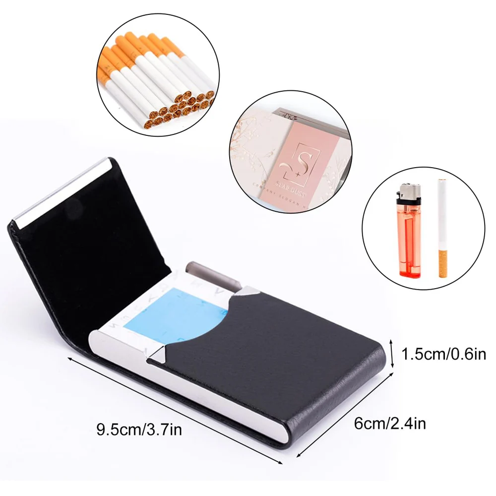 PU Leather Cigar Storage Box Name Card Case Multifunction Stainless Steel Cigarette Tobacco Holder Cases Smoking Accessories image 4