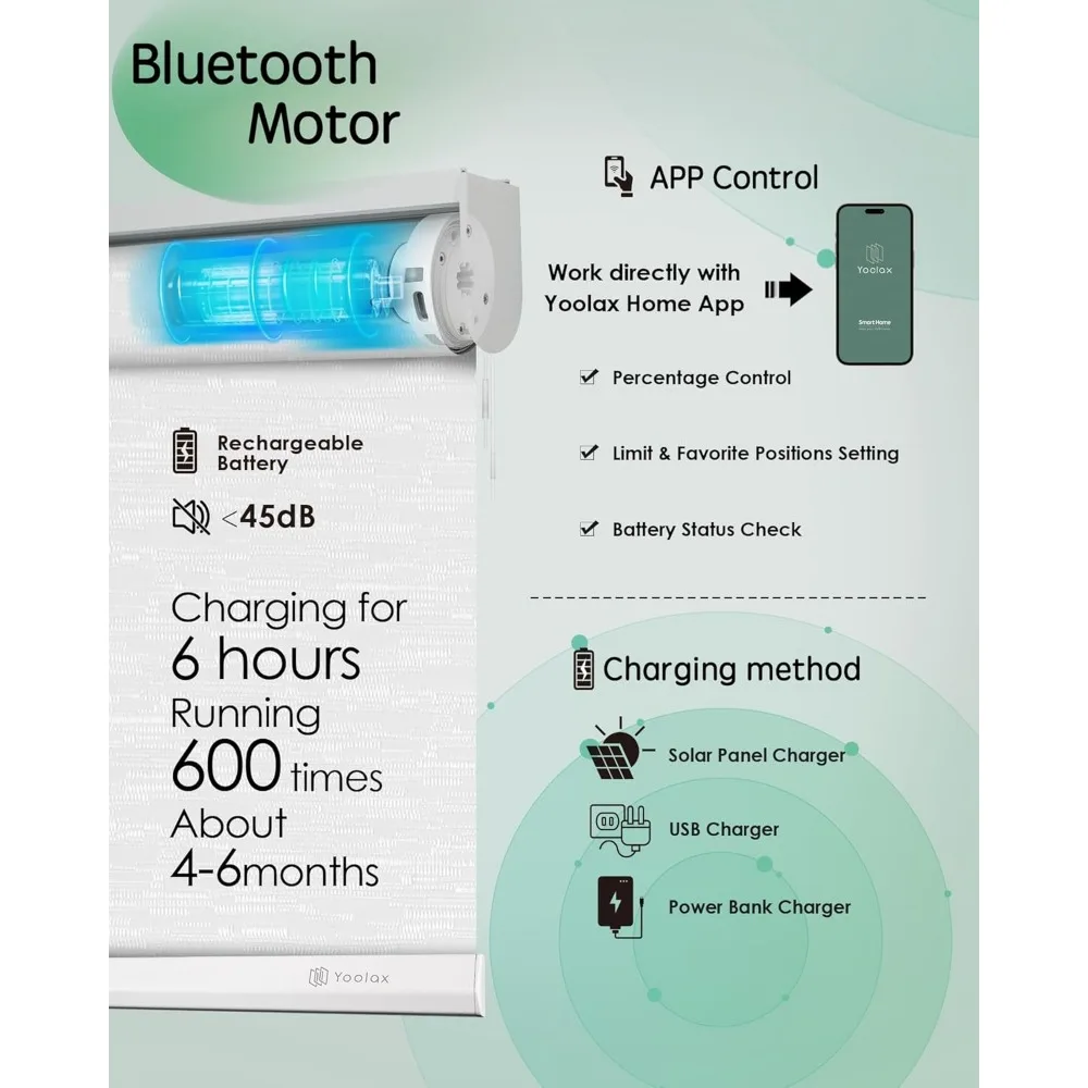 Cortinas de filtragem de luz motorizadas automáticas para quartos, persianas sem fio com controle de aplicativo para Windows