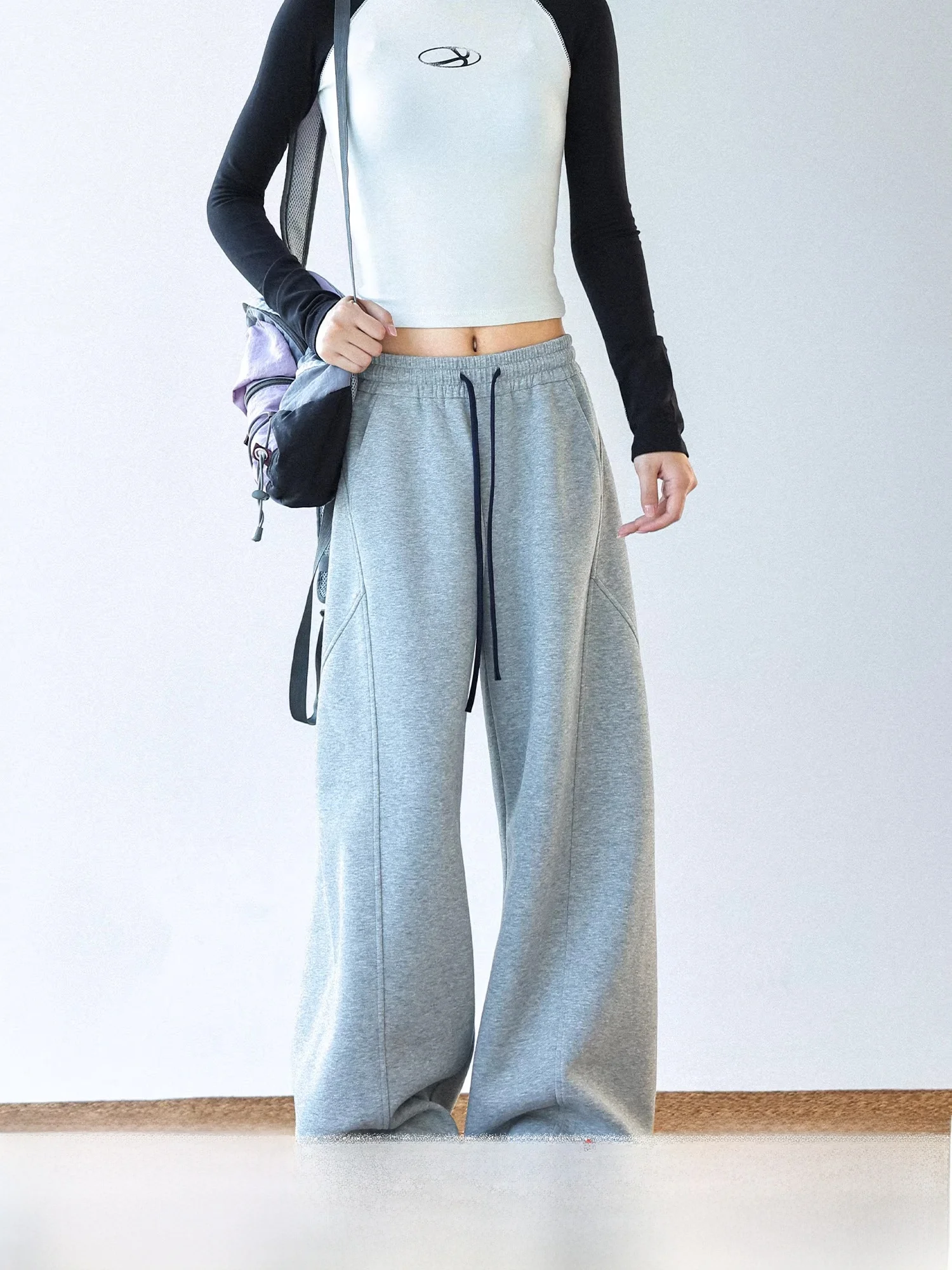 

Loose Women's Straight Leg Casual Pants Bf Lazy Sle Wide Leg Pants Knife Pants High Waist Long Cotton Polyester Blend