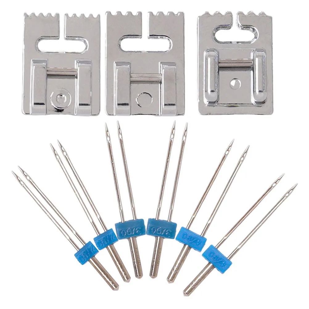 

Sewing Machine Double Needle Set 2 3 90 4 90 Twin Needles Presser Feet Accessories Straight Stitch Craft Projects Household