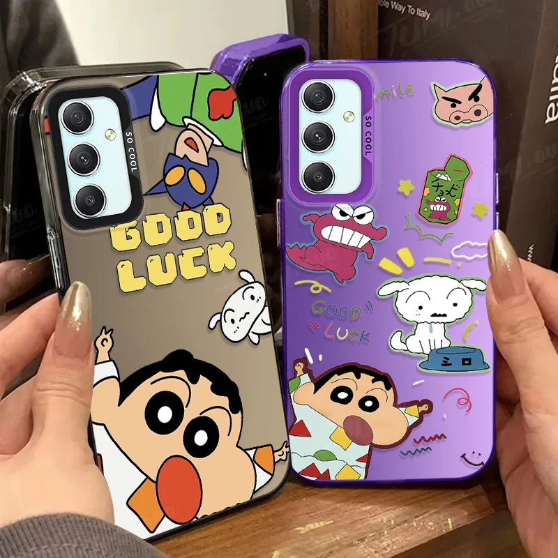 Lovely C-Crayon S-ShinChan Plating Case For Samsung Galaxy A33 A53 A73 A05S A15 A35 A55 A13 A23 A22 A32 A52 A52S A72 A51 A71