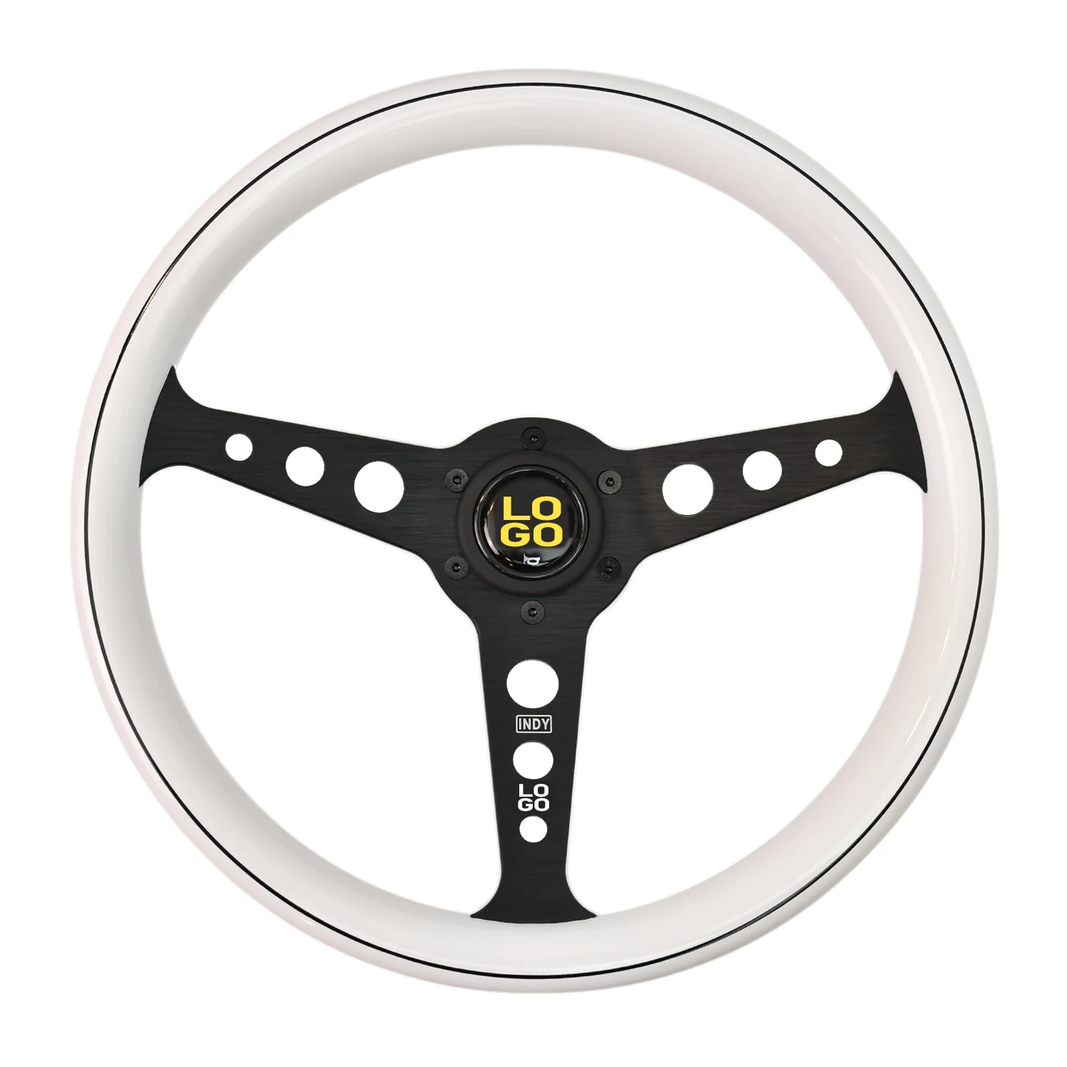 

345mm white steering wheel with black lines ABS material retro modified sport steering wheel
