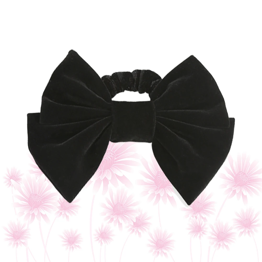 

2pcs Big Bowknot Ties Wine Red Black Women Hair Rings Ponytail Holders Stylish Hair Accessories For Daily Wear Gift