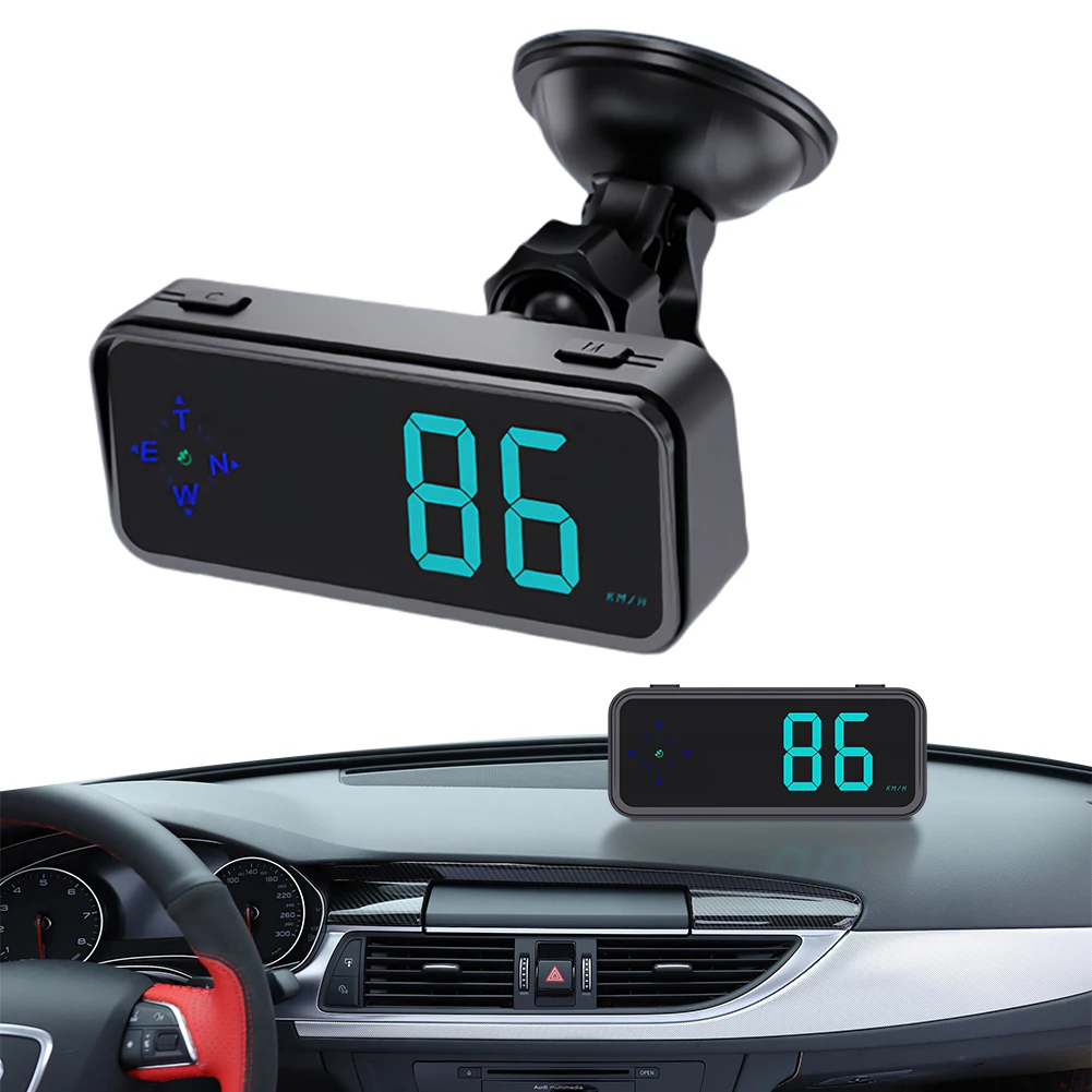 Car Head-up Display with Compass Colorful LED Display Speed MPH KMH Meter Plug and Play GPS HUD Car Electronics Accessories