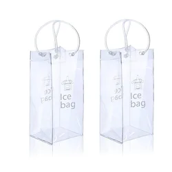 Pack of 2 Ice Wine Cold Bag PVC Pouch Bags Wine Chiller Sleeves with Handle for Champagne Cold Beer White Wine Chilled Beverages