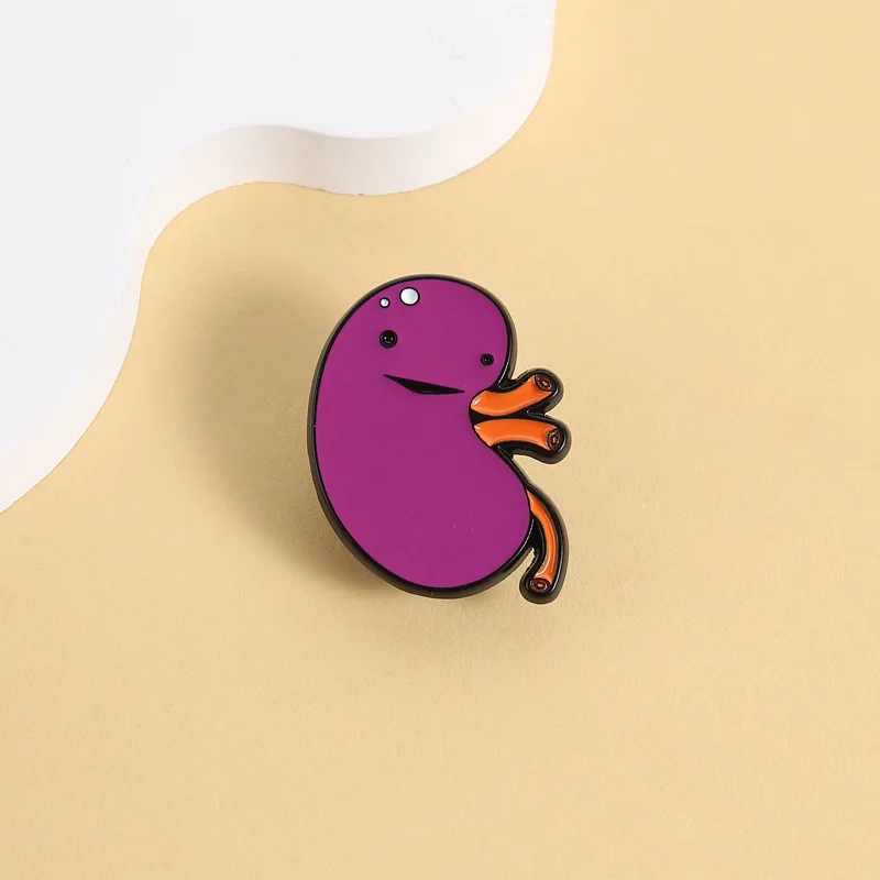Broches de esmalte con forma de órgano, pines de solapa, insignias de riñón para anatomía médica y nefrología, joyería médica, regalo para médicos, enfermeras y amigos