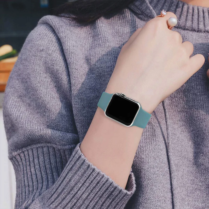 Silicone Strap For Apple Watch band 40 mm 44mm 46mm 49mm 38mm 42mm 41mm 45mm sport bracelet iWatch series 10 9 8 7 3 SE ultra 2 image 3